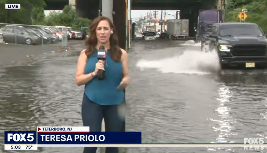 Teresa Priolo Fox5 news reporter Flooding in New Jersey